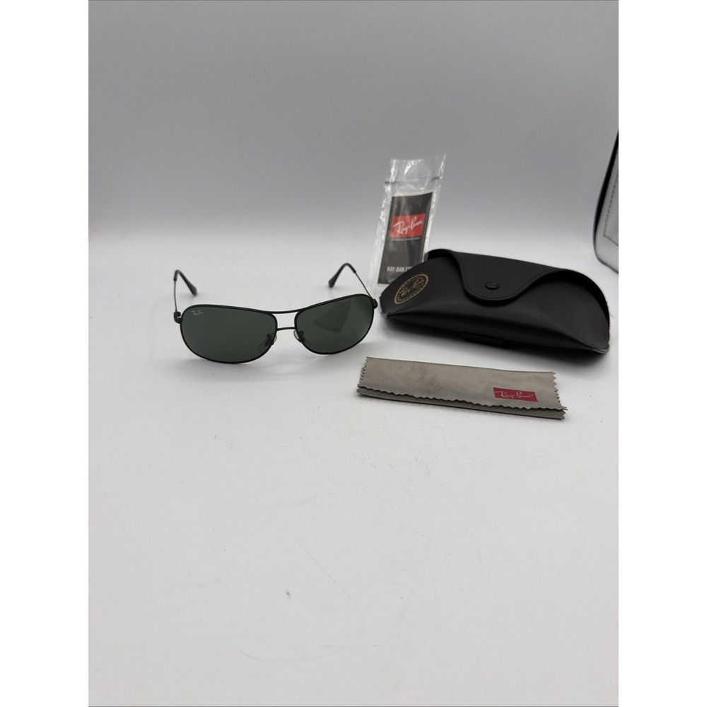 Ray-Ban RB 3267 006/71 64-13 Black Metal Aviator Sunglasses Mens